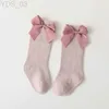 Kinder Socken neue spanische Babybaby Long Tube Socks Herbst Winter Kinder Baumwollsocken für Mädchen Knie High Sock Big Bows Kinder Boden Socken 0-5 Jahre YQ240314