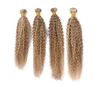 Kinky Curly 27613 Vurgu Karışık Piyano Renk Virgin Brezilya İnsan Saç Demetleri Çift Atık 4 PCS Piyano Karışımı Renkli İnsan Saç E7125669