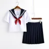 White Schoolgirl Uniform Japanese Class Navy Sailor School Uniforms Studenter Kläder för flickor Anime Cos JK Suit 240301