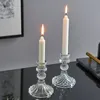 Enkel stil Candlestick Home Decorative Candle Holder Romantic Wedding Centerpieces For Tables Glass Containers Candles 240301
