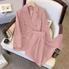 Double Breasted Suit Casual Spring Autumn Two Piece Woman Ladies Office Suits Lady Formal 240305