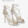 Dress Shoes Womens Sandals Summer 2023 Silver High Heels Square Toe Womens Pump Belt Gladiator High Heel Sandals Designer Ball Dress Shoes Q240314