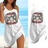Robes décontractées Baseball imprimé femmes robe de plage bretelles d'été gilet vacances vacances robe d'été en vrac longueur au genou