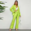 2024 New Fashion Casual Stripe Small Coat+straight Wide Leg Pants Suit Two Piece Set