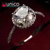 Med sidogenar uunico 2024 Big Zirconia Ring mode bröllop smycken kvinnlig engagemang kristall platina pläterad fest gåva.
