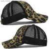 Ball Caps Dames Paardenstaart Baseball C Zomer Zonnehoed Mesh Hoed Luipaardprint Hip Hop Vintage Vrouwelijke Paardenstaart Hoed Outdoor Meisjes Dames C L240314