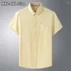 Camisas casuais masculinas tamanho plus camisa de algodão verão manga curta oxford têxtil cor sólida vestido negócios formal solto 6xl 7xl 8xl