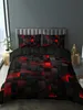 Teknikstil Red Grid Comforter Cover Inklusive 1 Comporter -omslag och 2 kuddfästen som är lämpliga för hem- och sovsal 240306