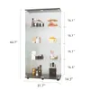 Tweedeurs glazen display kast 4 shees met deur, vloer staande curio boekenplank voor woonkamer slaapkamer kantoor, 64.7 "*31.7"*14.3 ", zwart