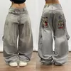 Jeans da uomo American Street Vintage dritti a gamba larga da uomo Y2K Harajuku Casual Hip Hop Mopping Pants Pantaloni larghi punk unisex