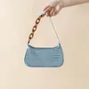 Drawstring Crystal Crocodile Leather Women's Bags Acrylic Chain Crossbody Shoulder Evening Clutch Purse Lady Handbags 2024