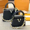 Capucines Handbag Purse Plain Tote Bag Genuine Leather Fashion Letters Detachable Strap Enamel Chain Women Flap Crossbody Bags Two Size