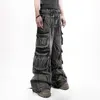 Goth Punk Ripped Retro Y2K Cargo Pants Hip Hop Distressed Baggy Jeans for Men Rock High Waist Wide Trousers Clothing Streetwear 240309