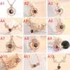 Party Favor 100 Languages Necklace I Love You Projection Pendant Party Favor Choker Necklaces Roman Numerals Crystal Pendants Chain Jewelry T037