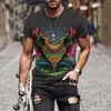 T-shirts pour hommes T-shirt pour hommes rétro 3D imprimé animal hibou T personnalité d'été mode vêtements de sport courts slves col rond surdimensionné hauts Y240314