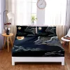 Set Wolf Digital Printed 3pc Polyester Fitted Sheet Mattress Cover Four Corners with Elastic Band Bed Sheet Pillowcases