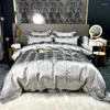 Conjuntos de cama Luxo Preto / Ouro Jacquard e Algodão Egípcio Conjunto Cetim Suave Colcha / Capa de Edredão Lençol Fronhas