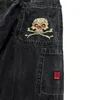 JNCO джинсы Harajuku хип-хоп ретро череп с графической вышивкой мешковатые джинсовые брюки Y2K мужские и женские готические широкие брюки с высокой талией 240309