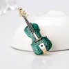 Broche de violon pour Instrument de musique, en émail vert, en forme de guitare, en strass, broches de Corsage, bijoux à la mode pour femmes