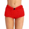 Vêtements de nuit pour femmes Femmes Dentelle Volants Tanga Shorts Taille élastique Sexy Mesh Cheeky Boyshort Panty Booty Rétro Lingerie Sous-vêtements