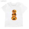 Футболки Детские футболки с изображением счастливого Хэллоуина для девочек и мальчиков с рисунком забавной тыквы и графическим принтом, одежда для детей, милые белые футболки, топы ldd240314