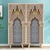 Klistermärken 2st/Set Muslim Islam Style Retro Door Art Mural Sticker Corridor Garderob Dekorativ målning Peel Stick Waterproof Wallpaper