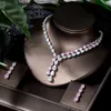 Hibride przezroczystość Brilliant Crystal Zircoina Kolczyki i naszyjnik z zestawem biżuterii ślubnej Akcesoria N-1453 240311