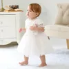 Baby Girl Dopening Gown White Lace First Birthday Baptism Dress Spädbarnskläder 6150BB 240301