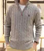 Designer Winter Herren Pullover Ralph Polo Zip Halbgestrickte Pullover Pony Männer Lose Lässige Reine Farbe Pullover654