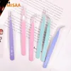 Rietjes Roestvrij Staal Gekleurde Rechte Gebogen Pincet Voor Nail Art Sticker Steentjes Picking Tool Wimper Make-up Tweezer