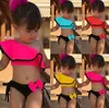 Ruffled children's swimsuit 2024 hot selling shoulder candy bow cute two-piece swim suit girls swimwear