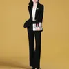 Spring Thin Jacket Casual Trousers Twopiece Elegant Women Pants Suef Manager Office Outfits Fashion Blazer 240305