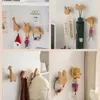 3PCS Wood Hooks Organization Wall Holder Clothes Hanger Keychain Door Hook Bathroom Kitchen Accessories Deco for Home crochet 240305