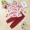 Ensembles de vêtements 0-24M Né Infantile Bébé Filles Vêtements Jolie Florale Fraise Imprimé Manches Longues Hauts Pantalon Ensemble Fille