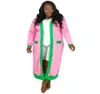 Women039s Trench Coats Stylish Women Windbreaker Side Open Collar Lossa klubben Solid Color Pink Green Greek Letter Sorori1512683