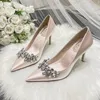 Jurk Schoenen Bruids Hakken Dames Pompen Luxe Strass Satijnen Bruiloft Wit Puntig Feest Dames Stiletto 7cm 9cm Groot Formaat