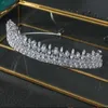 Lyxiga bröllopskronor tiaras aaa kubik zirkon brud tiaras diadem pannband party prom kvinnor huvudbonad hår smycken tillbehör 240307