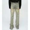 Jeans pour hommes 2024 Printemps Mode High Street Zipper Casual Coton Vintage Lâche Droite Coréenne Devise Couleur Unie Hip Hop
