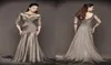 Designer grigio sirena abiti per la madre della sposa 34 maniche lunghe in pizzo con applicazioni di perline pieghe abiti da sposa per gli ospiti5893452