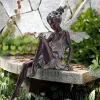 Skulpturer Flower Fairy Sculpture Garden Landscaping Yard Art Ornament Harts Turek Sitt Staty Outdoor Angel Girl Figurer Hantverk