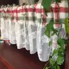 Tende Rosso Verde Plaid Knotbow Giunzione Pizzo bianco Decorativo Tenda corta Casa Multifunzione Tenda antipolvere Personalizzabile