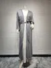 Etnische kleding Dubai luxe abaya voor Marokkaanse diamant lange rok moderne modieuze satijn effen veren mouw moslim MQ058