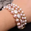 Bracciale con perle viola rosa culturali naturali multi-forma Strand GG