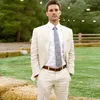 Мужские костюмы, льняные летние мужские костюмы для свадьбы, приталенный смокинг для жениха, пляжный мужской пиджак, 2 предмета, формальный пиджак, брюки
