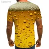 T-shirts New 3D Printing Beer T-shirt Mens Womens Personalized Cool Short-Sleeves Tees Fashion Oversize Trend Tops Kids Tshirt Summer ldd240314