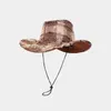 Berets Vacigoden Moda Retro Áspero Selvedge Gingham Cowboy Bucket Chapéu Homens Mulheres Ao Ar Livre Acampamento Férias Proteção Solar