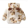 Giacche Morbido Peluche Con Cappuccio Ragazzi Simpatico Cartone Animato Orso Autunno Capretto Neonati Cerniera Inverno Spessore Cappotto Caldo Ragazze Capispalla Casual Vestiti