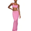 Robe de deux pièces Femmes Maxi Jupe Ensemble Été 2 Tenues Sexy Slim Fit Crop Cami Débardeur Moulant Long Costume Streetwear