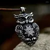 Pendentif Colliers Beier 316L Collier en acier inoxydable Owl Runes Nordic Vikings Amulette Talisman Chaîne BP8-997