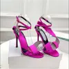 2024 Big Rhintone Bowtie Particulars Satin Slingback Sandals Ankle Strap Pumps Folded Flower Stiletto High Heels Women's Digners Luxury Evening Party Wedding